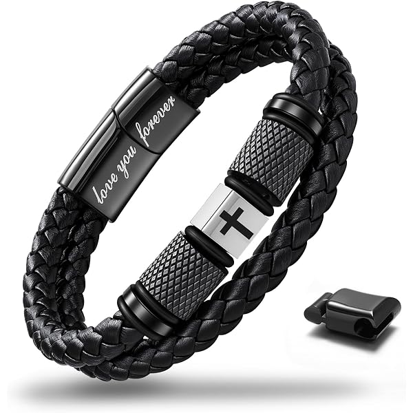 Amazon.com: Black Cross Cuff Bracelet for Men,Stainless Steel